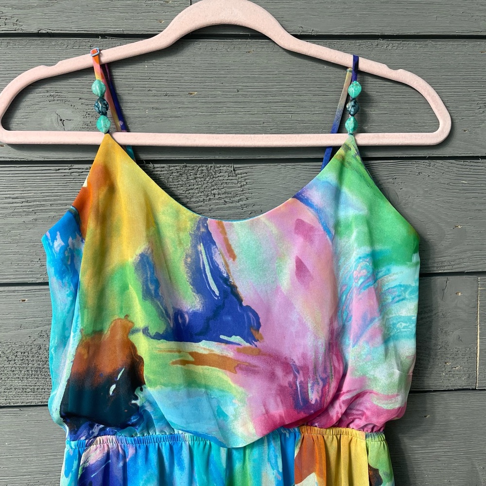Bisou Bisou Michele Bohbot Watercolor Jewelrd Maxi Dress 4 Spring Summer Party - Picture 5 of 16
